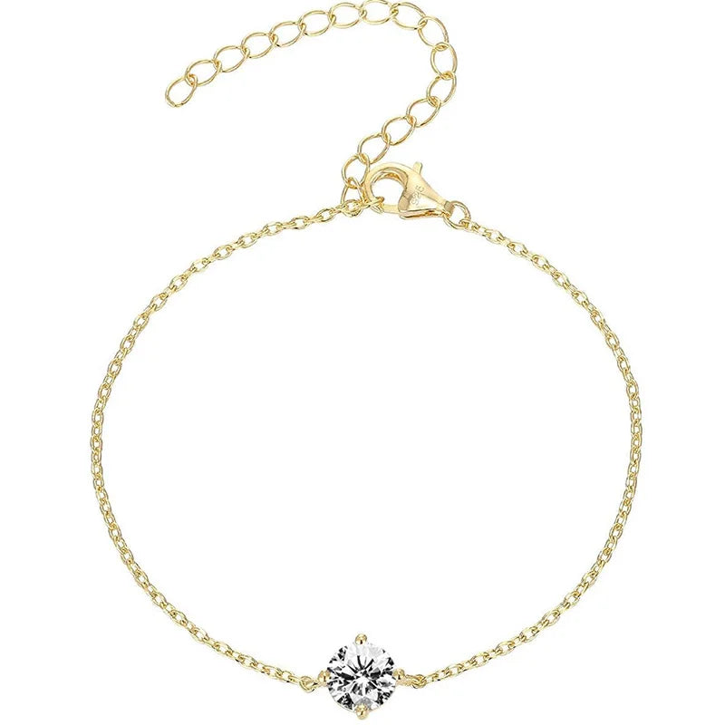 Minimalist Sparkling CZ Dainty Bracelets for Women Girls Gold Color Cubic Zirconia Charm Bracelet Jewelry Gift