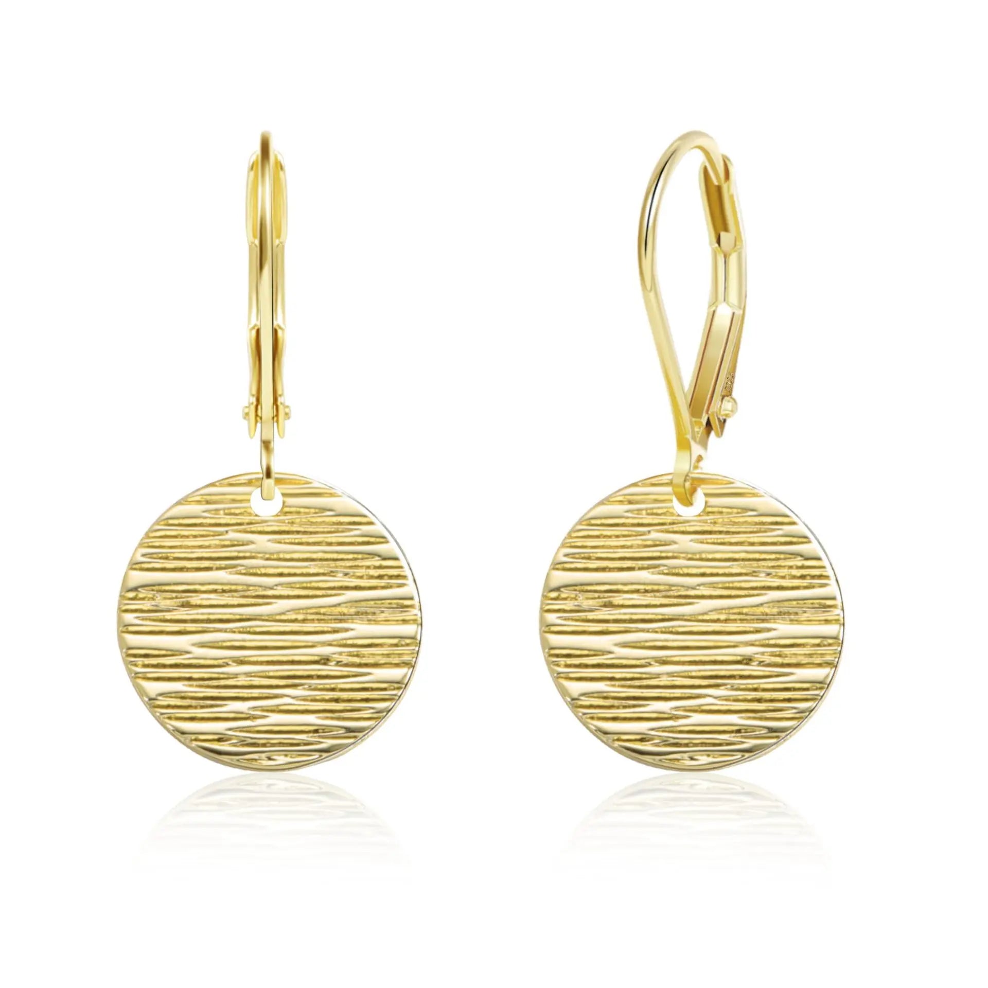 Silver Plated Disc Dangle Earrings for Women Circle Coin Geometric Flat Hammered Hypoallergenic Leverback Drop Earring Jewelry