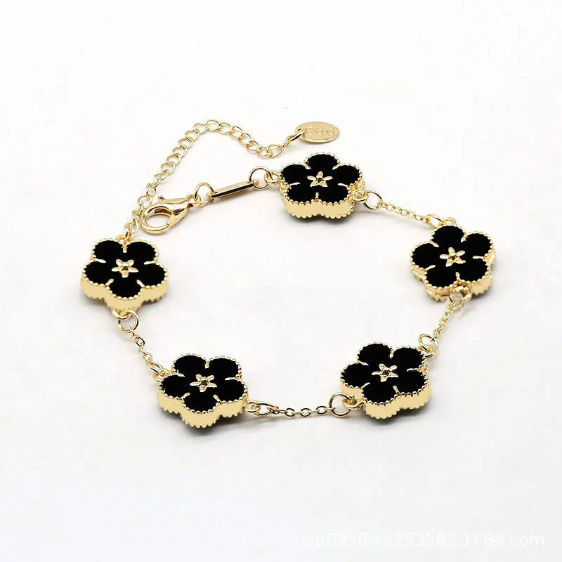 CDD New Flower Pattern Design Woman Bracelet Fashion Double Sided Colorful Shell Metal Chain Charm Bracelet for Women Wholesale