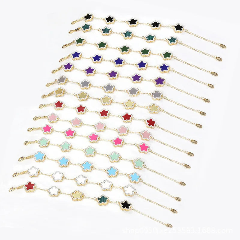CDD New Shining Zircon Flowers Double-sided Bracelet Woman Luxury Designer Exquisite Jewelry Gift Elegant Chain Bracelets Charms
