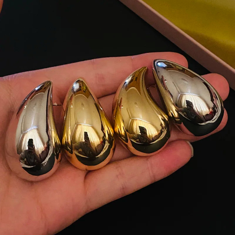 Big Chunky Water Drop Earrings for Women with18K Gold Plated Lightweight Hypoallergenic Trendy Jewelry Accessories 4.3* 2.8cm