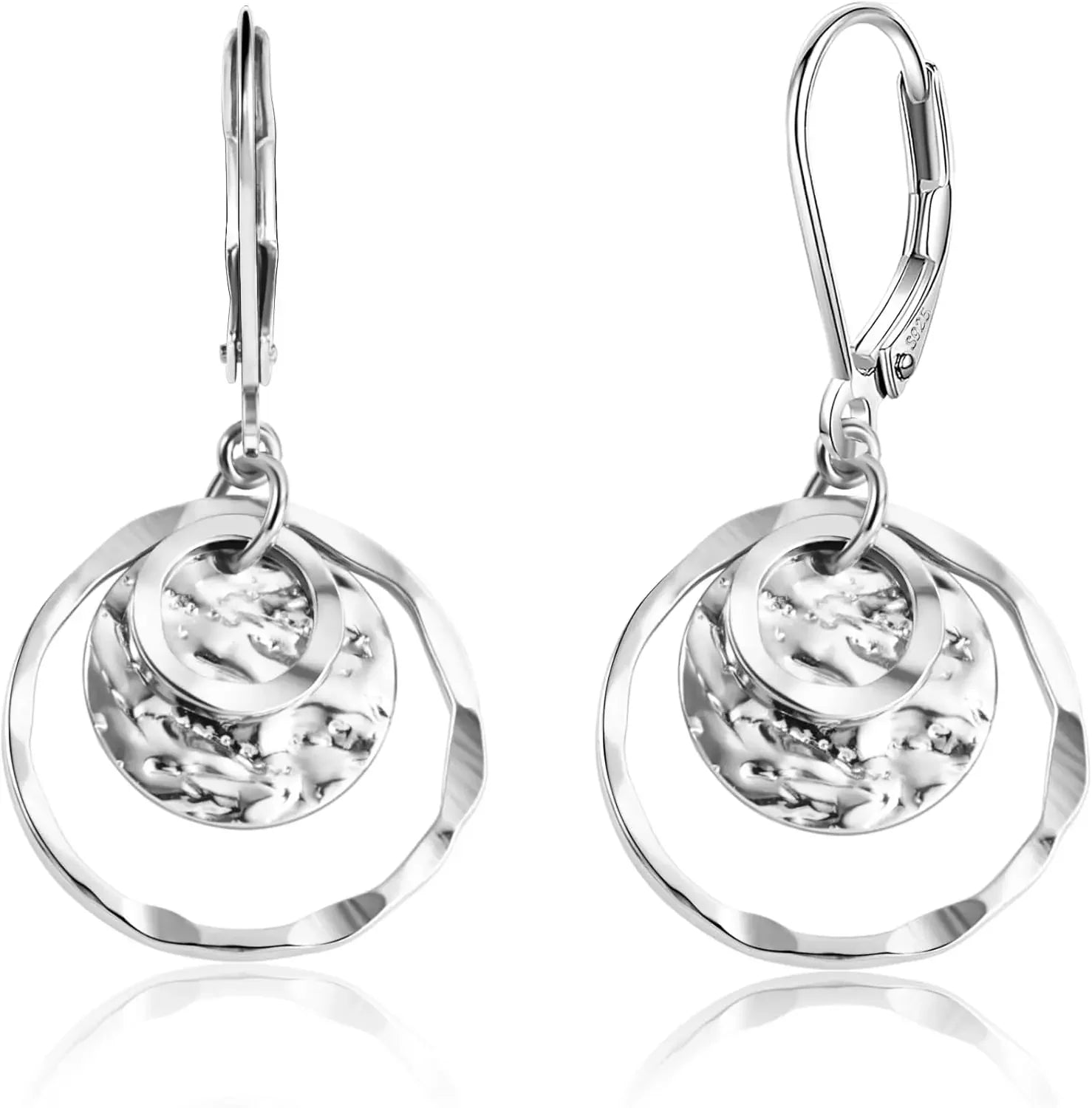 Disc Leverback Earrings for Women Trend Gold Silver Plated Hypoallergenic Hammered Circle Drop Dangle Earrings Jewelry Gifts