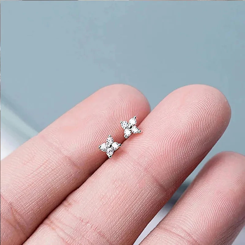 925 Silver Plated Four-leaf Flower Zircon Chain Necklace for Women Luxury Collar Charm Necklaces 2025 Trend Jewelry