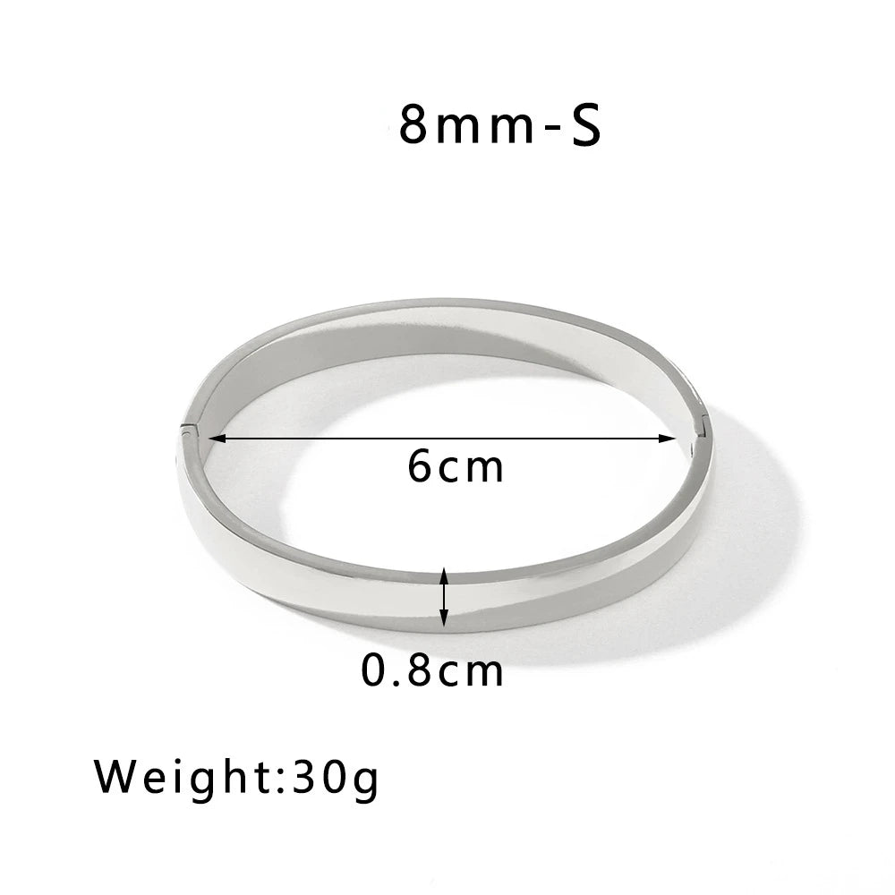 18k Gold Silver Plated Minimalist Bangles Bracelet for Women Men Stainless Steel Water Proof Simple Elegant Bangle Jewelry Gifts